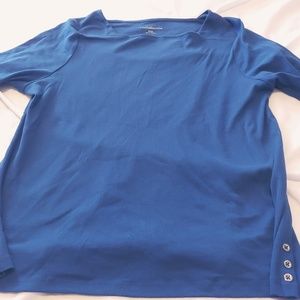 Square Neck Top with Silver Button Detail